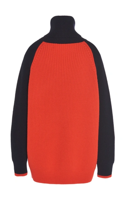 Shop Victoria Victoria Beckham Color-blocked Wool-blend Sweater In Red