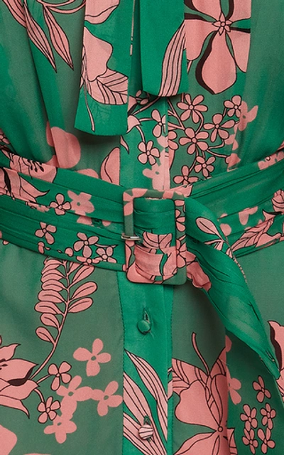 Shop Alexis Tisdale Tie-detailed Floral-print Chiffon Mini Dress