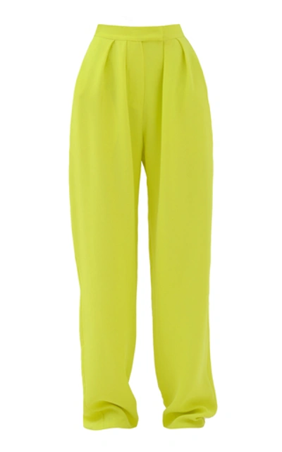 Shop Anouki Crepe Wide-leg Pants In Yellow