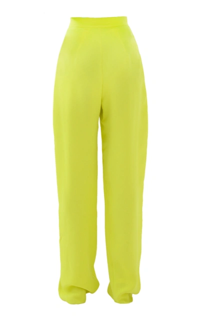 Shop Anouki Crepe Wide-leg Pants In Yellow