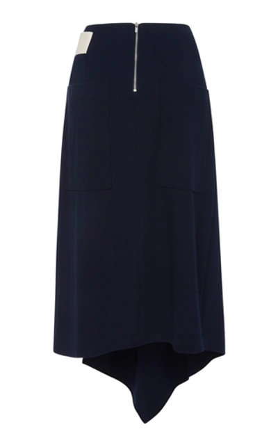 Shop Tibi Lightweight Ponte Asymmetric Drape Skirt In Navy