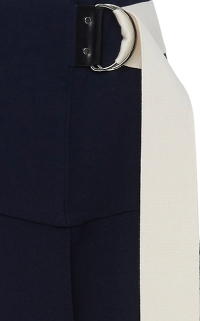 Shop Tibi Lightweight Ponte Asymmetric Drape Skirt In Navy