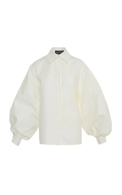 Shop Anouki Open-back Cotton Shirt In White