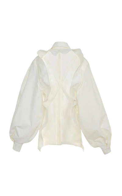Shop Anouki Open-back Cotton Shirt In White