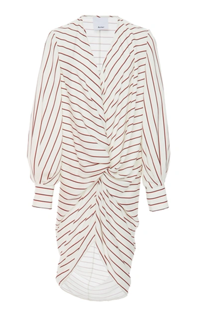 Shop Acler Weston Twist Crepe Midi Dress In Stripe