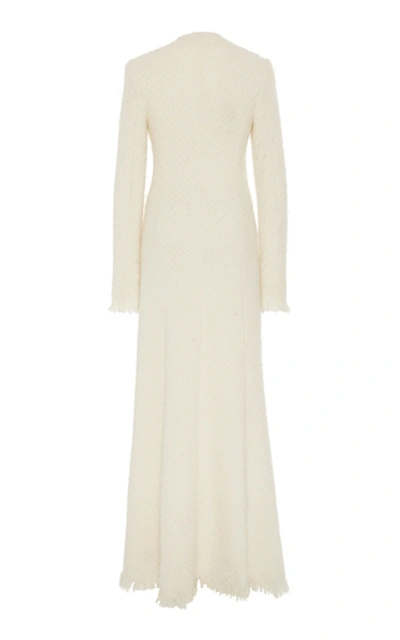 Shop Alexander Wang Frayed Tweed Maxi Coat Dress In Ivory
