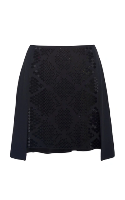 Shop David Koma Plexi Embroidered Mini Skirt In Black
