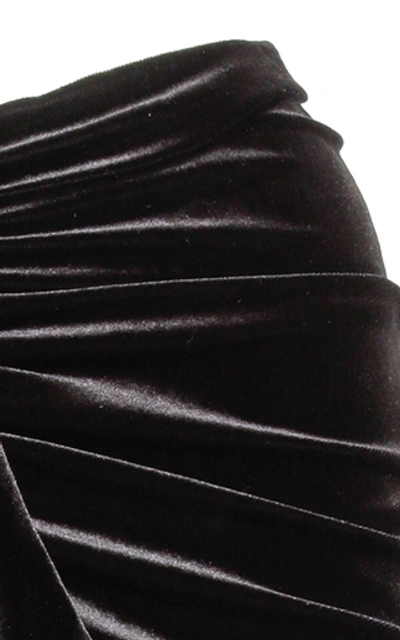 Shop Alexandre Vauthier Ruched Velvet Mini Skirt In Black