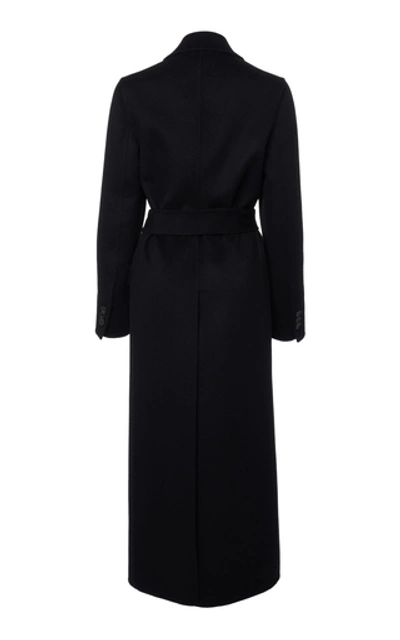 Shop Prada Belted Wool-felt Coat In Black