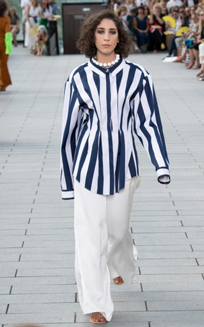 Shop Maison Rabih Kayrouz Striped Shirt In Blue