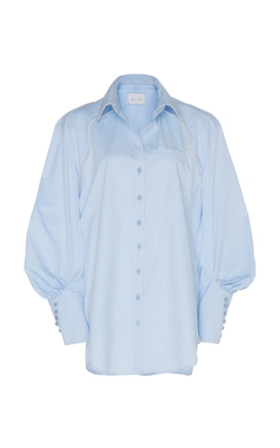 Shop Johanna Ortiz Heaven's Door Collared Cotton-blend Shirt In Blue