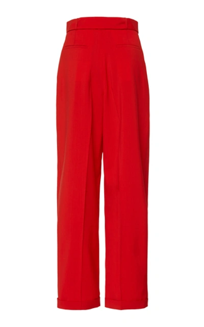 Shop Boontheshop Collection Pintucked Wool Wide-leg Pants In Red