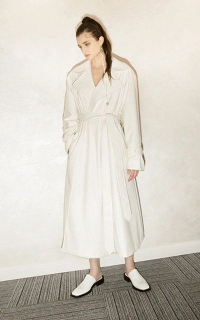 Shop Anouki Reversible Sequined And Leather-effect Trench Coat In White