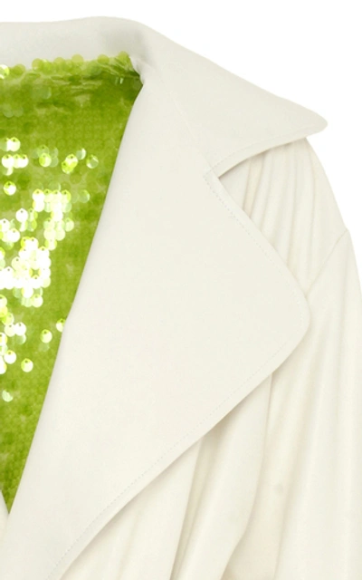 Shop Anouki Reversible Sequined And Leather-effect Trench Coat In White