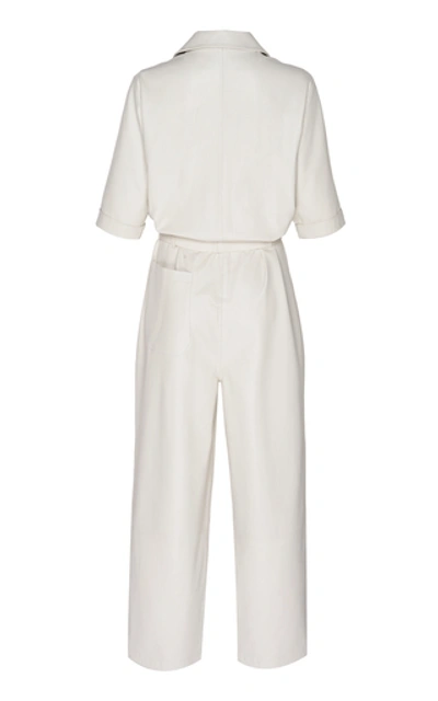 Shop Zeynep Arcay Belted Leather Utility Jumpsuit In White