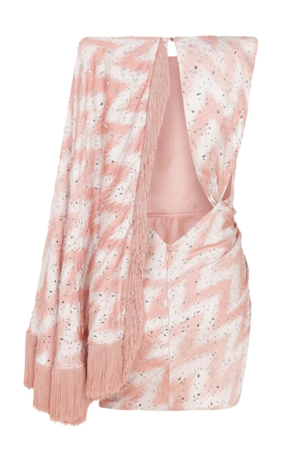 Shop Raisa Vanessa Pink Zigzag Patterned Wrapped Mini Dress