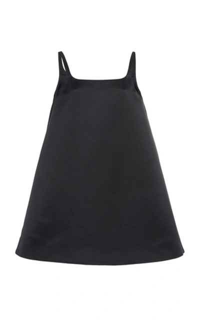 Shop Prada Button-detailed Silk-satin Mini Dress In Black