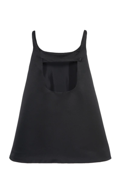 Shop Prada Button-detailed Silk-satin Mini Dress In Black