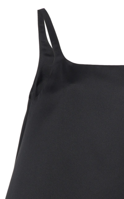 Shop Prada Button-detailed Silk-satin Mini Dress In Black