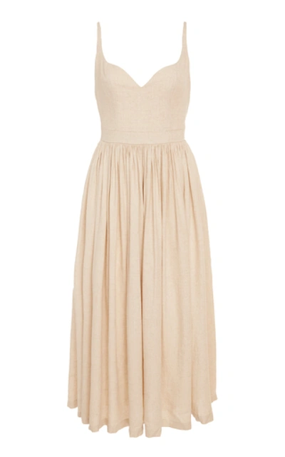 Shop Andres Otalora Merina Midi Dress In Neutral