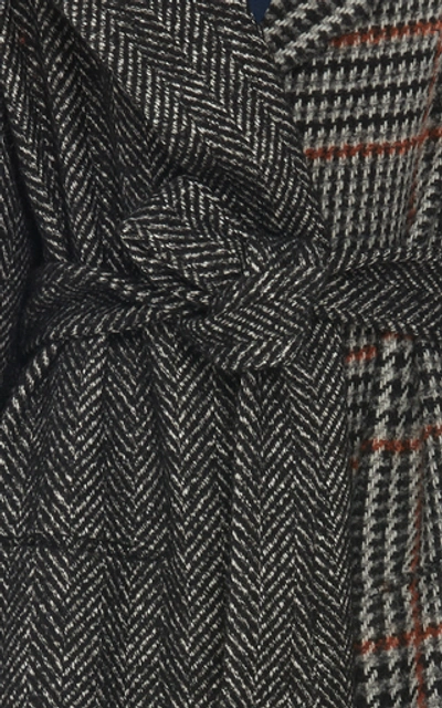 Shop Oscar De La Renta Checked Wool-blend Coat In Plaid