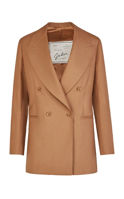 Shop Giuliva Heritage Collection Stella Wool Double-breasted Blazer In Brown