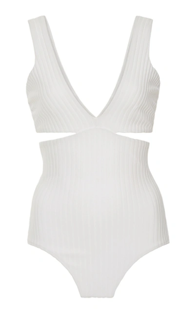 Shop Araks Ursa Cutout Ribbed Swimsuit In White