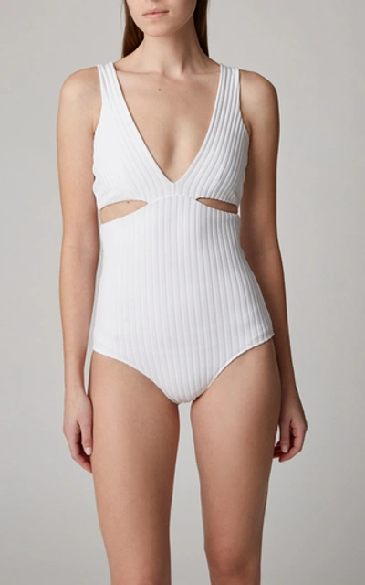 Shop Araks Ursa Cutout Ribbed Swimsuit In White