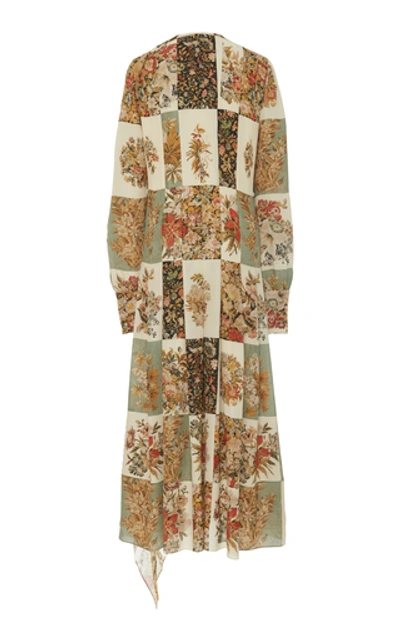 Shop Oscar De La Renta Floral-print Silk-chiffon Midi Dress