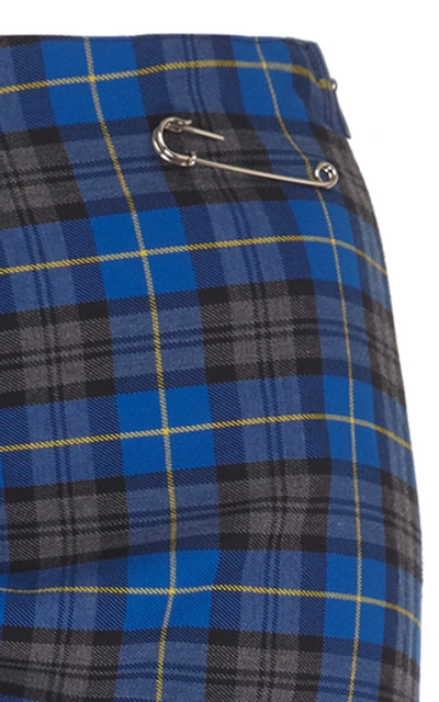 Shop A.w.a.k.e. Rise And Fall Blue Tartan Twill Skirt In Plaid