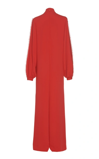 Shop Costarellos High-neck Crepe Jumpsuit In Red