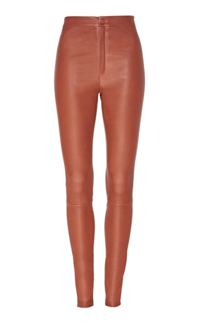 Shop Zeynep Arcay Skinny Leather Pants In Brown