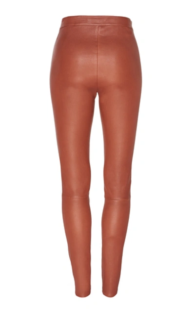 Shop Zeynep Arcay Skinny Leather Pants In Brown