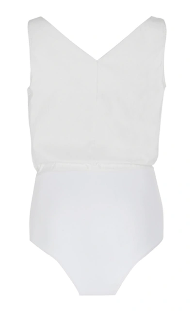 Shop Alexandre Blanc Sleeveless Cotton And Silk Bodysuit In White