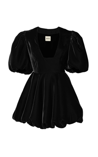 Shop Khaite Leona Velvet Mini Dress In Black