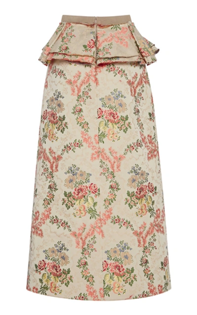 Shop Brock Collection Perla Jacquard Cotton-blend Midi Skirt In Floral