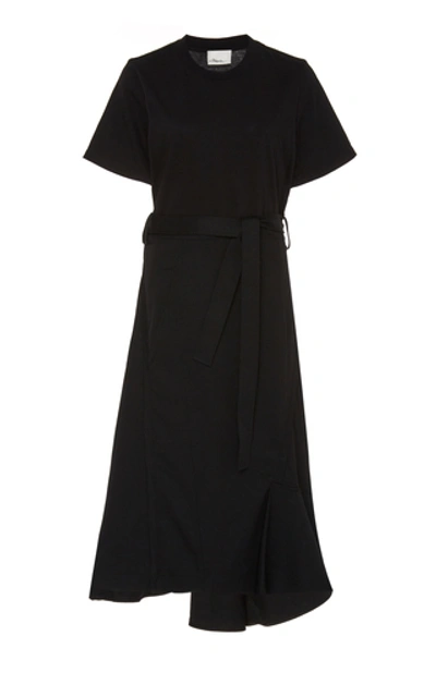 Shop 3.1 Phillip Lim T-shirt Wool Combo Short Sleeve Dress In Black