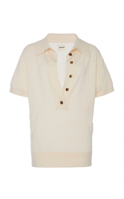 Shop Khaite Enzo Wool Polo Shirt In White