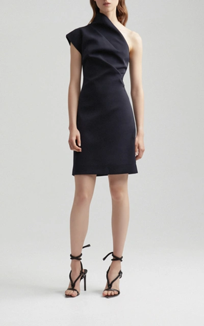 Shop Acler Anguson One-shoulder Crepe Mini Dress In Black