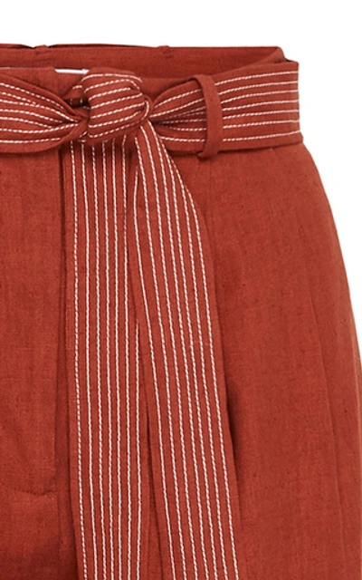 Shop Rachel Gilbert Kimber Linen Straight-leg Pants In Orange