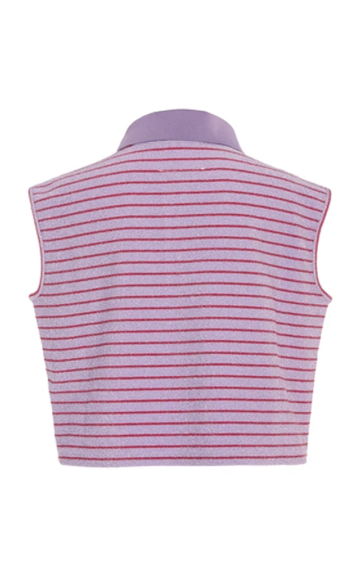 Shop Mm6 Maison Margiela Striped Metallic Lurex Crop Top In Purple