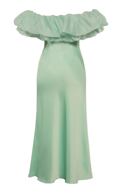 Shop Anna October Sparkles In My Eyes Ruffled Satin Dress In Green