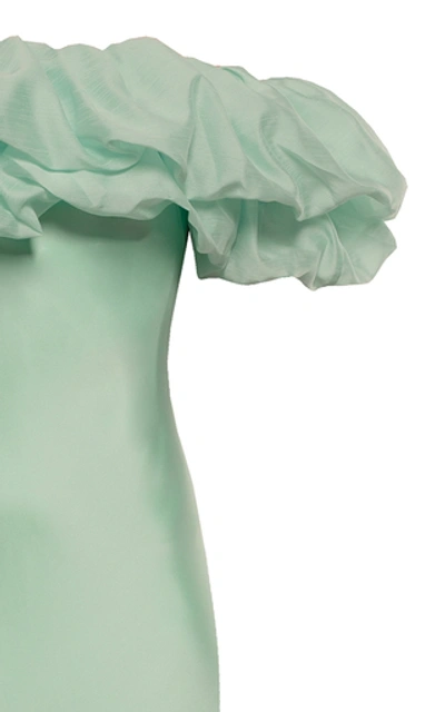 Shop Anna October Sparkles In My Eyes Ruffled Satin Dress In Green