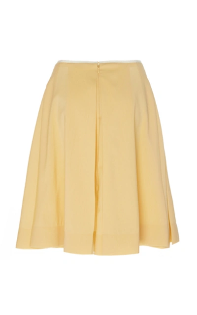 Shop Alexandre Blanc Pleated Wool-blend Skirt In Yellow