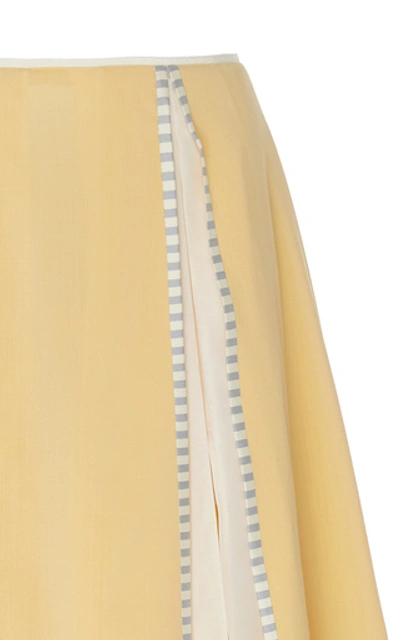 Shop Alexandre Blanc Pleated Wool-blend Skirt In Yellow