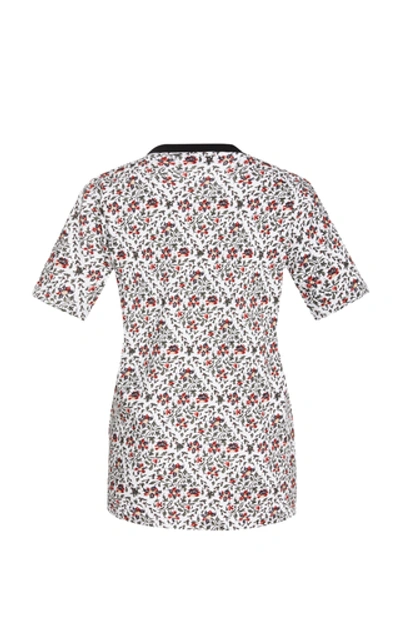 Shop Jw Anderson Logo-embroidered Floral-print Cotton-jersey T-shirt