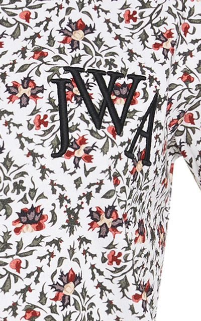 Shop Jw Anderson Logo-embroidered Floral-print Cotton-jersey T-shirt