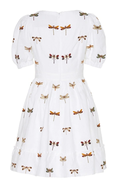 Shop Agua By Agua Bendita Pomelo Embroidered Linen Mini Dress In Print