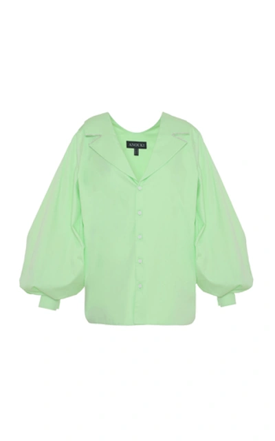 Shop Anouki Reversible Crystal-embellished Cotton Shirt In Green