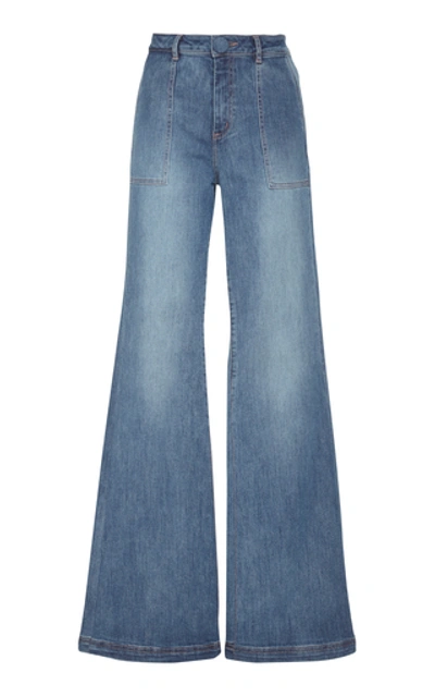 Shop Johanna Ortiz Secretos De Las Olas Mid-rise Wide-leg Jeans In Medium Wash